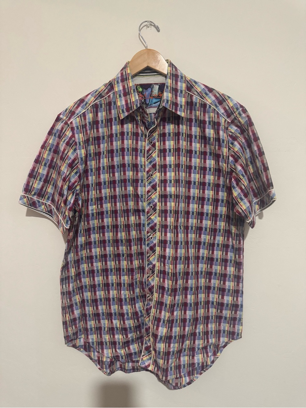 Robert Graham Men’s Large Multicolored Short Sleeve Shirt Flip Cuff